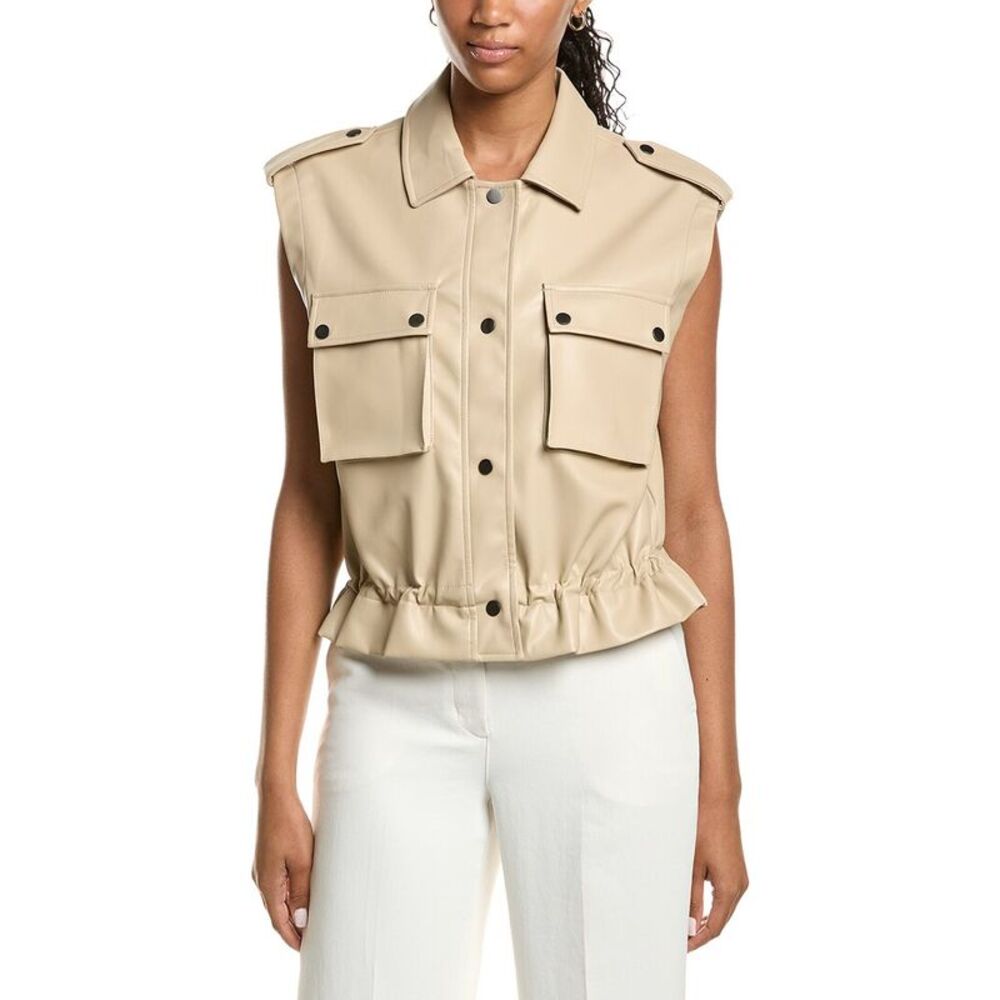 Kenneth Cole Womens Drawcord Snap Front Jacket, Brown